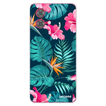 Picasee silikonska prozirna maskica za Motorola Moto G84 5G - Pink Monstera