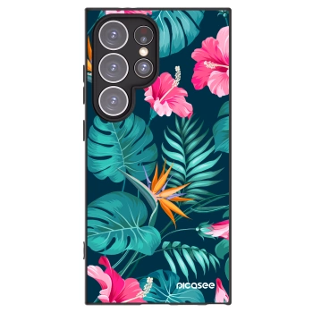 Picasee crna silikonska maskica za Samsung Galaxy S24 Ultra S928B 5G - Pink Monstera