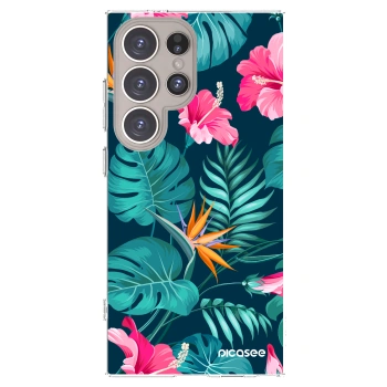 Picasee silikonska prozirna maskica za Samsung Galaxy S24 Ultra S928B 5G - Pink Monstera