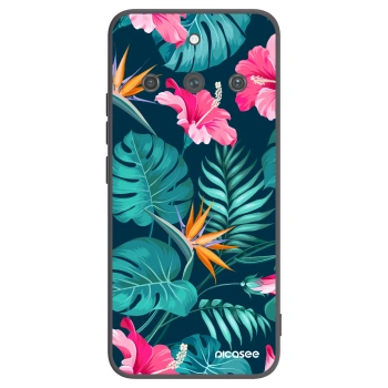 Picasee crna silikonska maskica za Realme 11 Pro+ - Pink Monstera