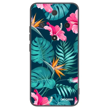 Picasee crna silikonska maskica za Honor Magic6 Lite 5G - Pink Monstera