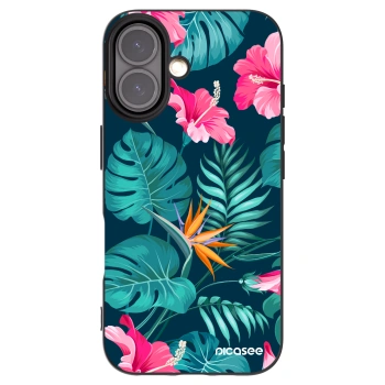 Picasee crna silikonska maskica za Apple iPhone 16 - Pink Monstera