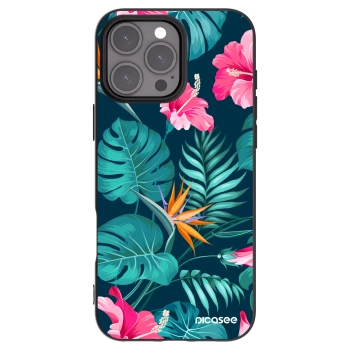 Picasee crna silikonska maskica za Apple iPhone 16 Pro Max - Pink Monstera