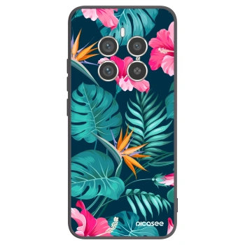 Picasee crna silikonska maskica za Realme 12 Pro 5G - Pink Monstera