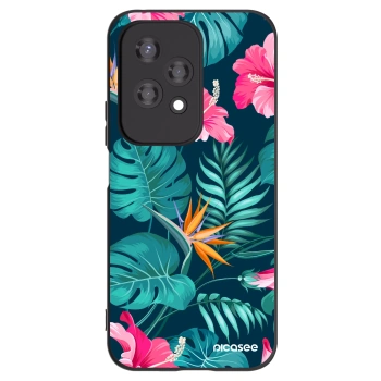 Picasee crna silikonska maskica za Honor 200 Lite - Pink Monstera