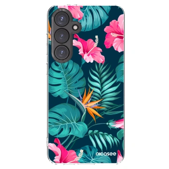 Picasee silikonska prozirna maskica za Samsung Galaxy S24 FE S721B - Pink Monstera