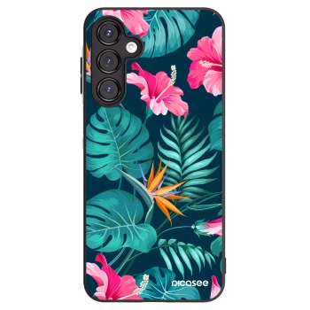 Picasee crna silikonska maskica za Samsung Galaxy A16 5G - Pink Monstera