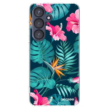 Picasee silikonska prozirna maskica za Samsung Galaxy S25 5G - Pink Monstera