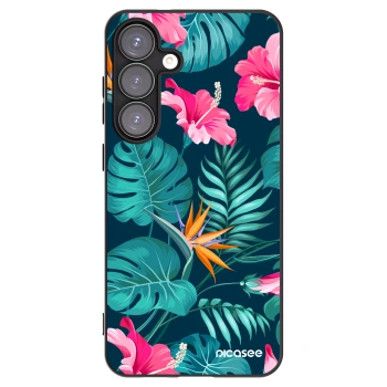 Picasee crna silikonska maskica za Samsung Galaxy S25+ 5G - Pink Monstera
