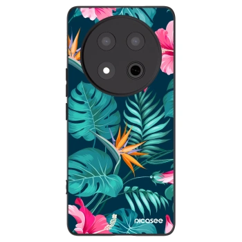 Picasee crna silikonska maskica za Honor Magic7 Lite 5G - Pink Monstera