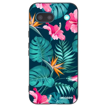 Picasee crna silikonska maskica za Google Pixel 8a - Pink Monstera