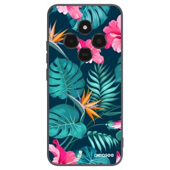 Picasee crna silikonska maskica za Xiaomi Poco C75 - Pink Monstera