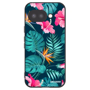 Picasee crna silikonska maskica za Google Pixel 9a - Pink Monstera