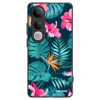 Picasee crna silikonska maskica za Vivo V50 Lite 5G - Pink Monstera