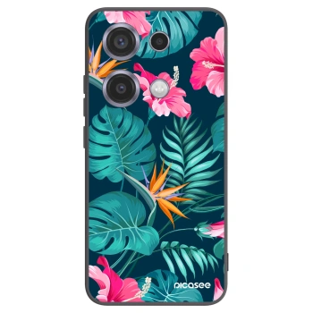 Picasee crna silikonska maskica za Xiaomi Redmi Note 14S - Pink Monstera