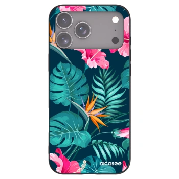 Picasee crna silikonska maskica za Apple iPhone 17 Pro Max - Pink Monstera