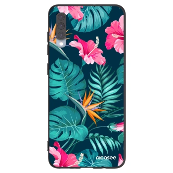 Picasee crna silikonska maskica za Samsung Galaxy A70 A705F - Pink Monstera
