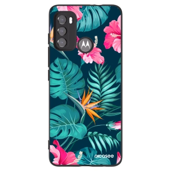 Picasee crna silikonska maskica za Motorola Edge 60 5G - Pink Monstera