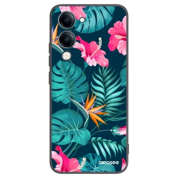 Picasee crna silikonska maskica za Vivo Y29s 5G - Pink Monstera