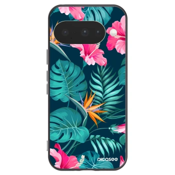 Picasee crna silikonska maskica za Google Pixel 10 - Pink Monstera