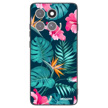 Picasee crna silikonska maskica za Motorola Edge 60 Fusion - Pink Monstera