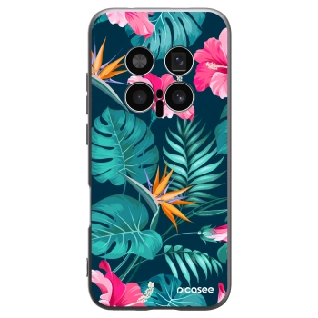 Picasee crna silikonska maskica za Honor Magic8 Pro 5G - Pink Monstera