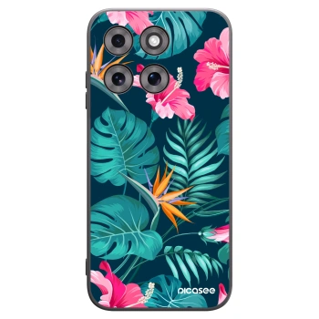 Picasee crna silikonska maskica za Motorola Moto G77 - Pink Monstera