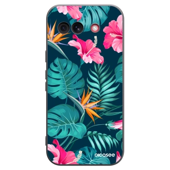 Picasee crna silikonska maskica za Google Pixel 10a - Pink Monstera