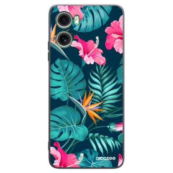 Picasee crna silikonska maskica za Motorola Moto G06 - Pink Monstera