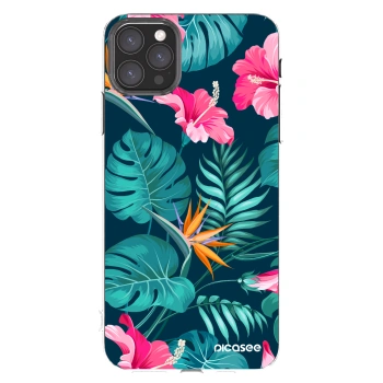 Picasee silikonska prozirna maskica za Apple iPhone 11 Pro Max - Pink Monstera
