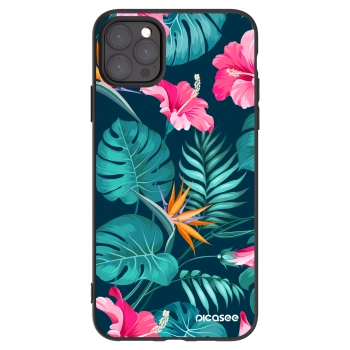 Picasee crna silikonska maskica za Apple iPhone 11 Pro Max - Pink Monstera