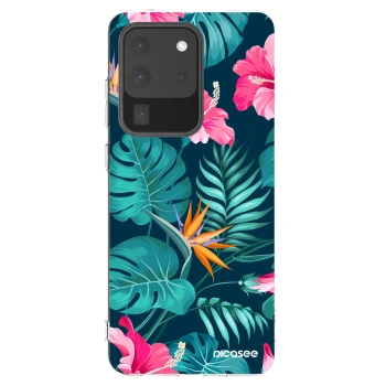 Picasee silikonska prozirna maskica za Samsung Galaxy S20 Ultra 5G G988F - Pink Monstera