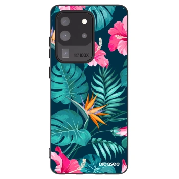 Picasee crna silikonska maskica za Samsung Galaxy S20 Ultra 5G G988F - Pink Monstera