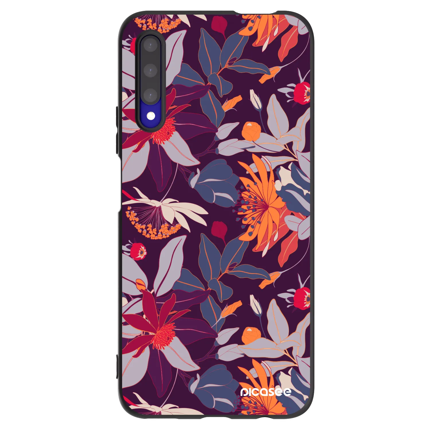 Picasee crna silikonska maskica za Honor 9X Pro - Purple Leaf