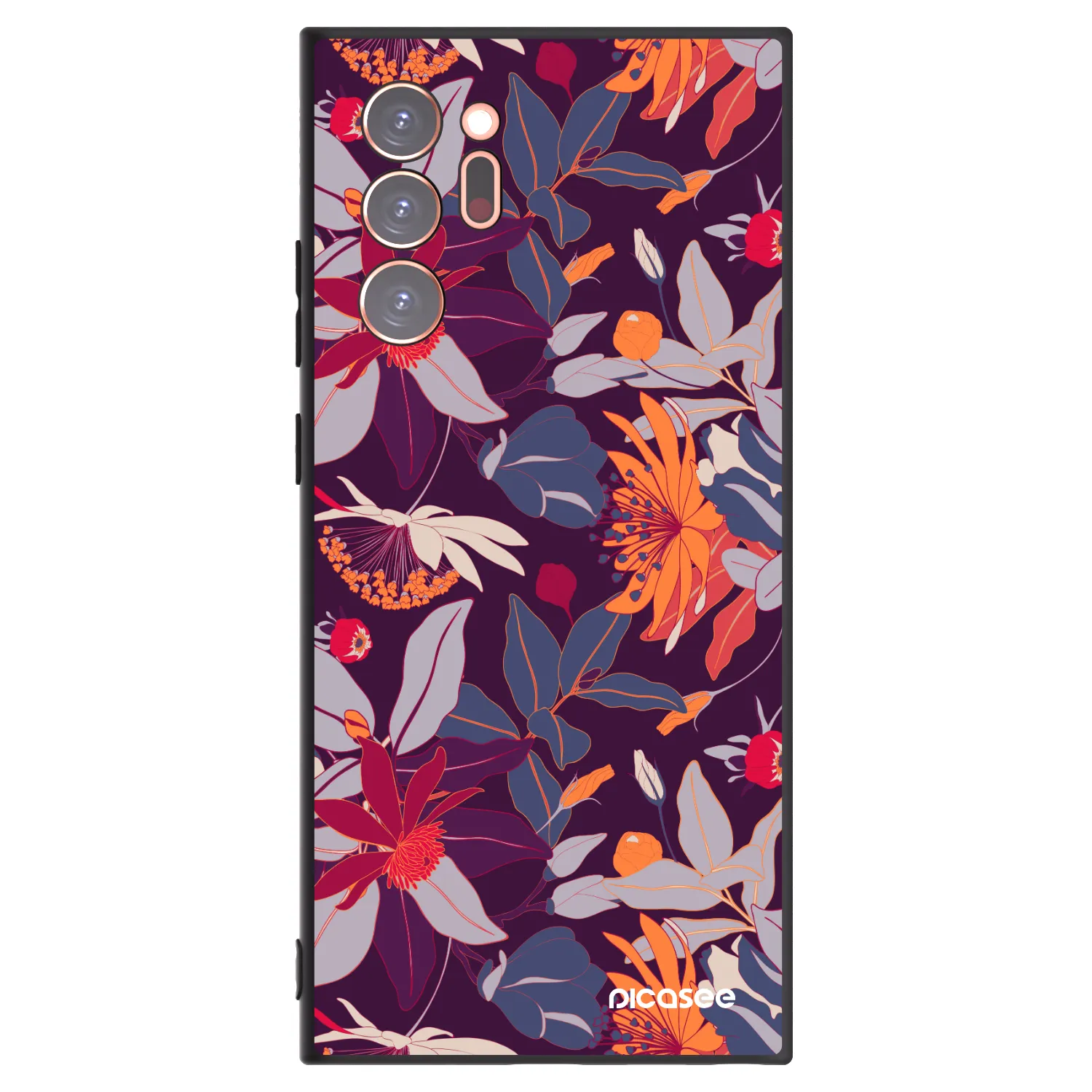 Picasee crna silikonska maskica za Samsung Galaxy Note 20 Ultra - Purple Leaf