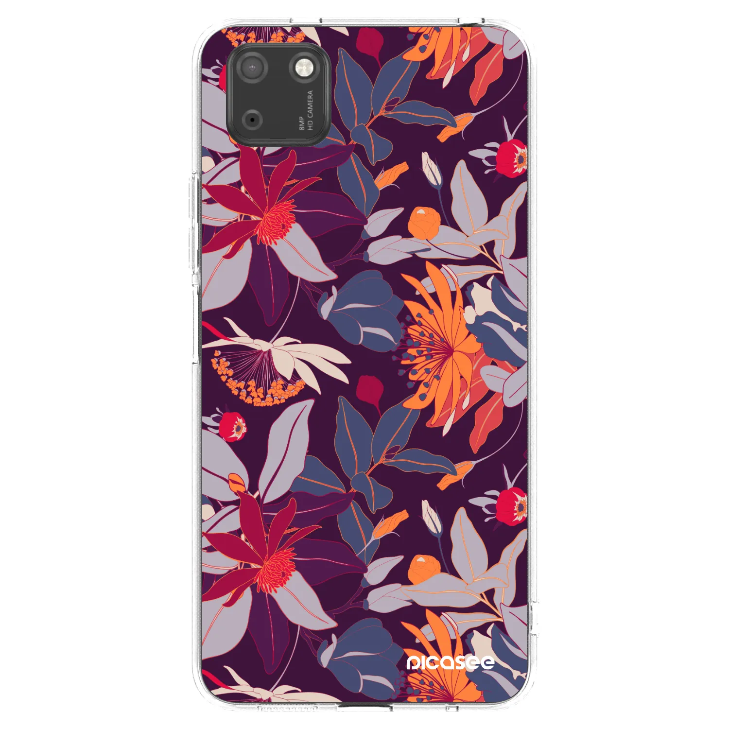Picasee silikonska prozirna maskica za Huawei Y5P - Purple Leaf