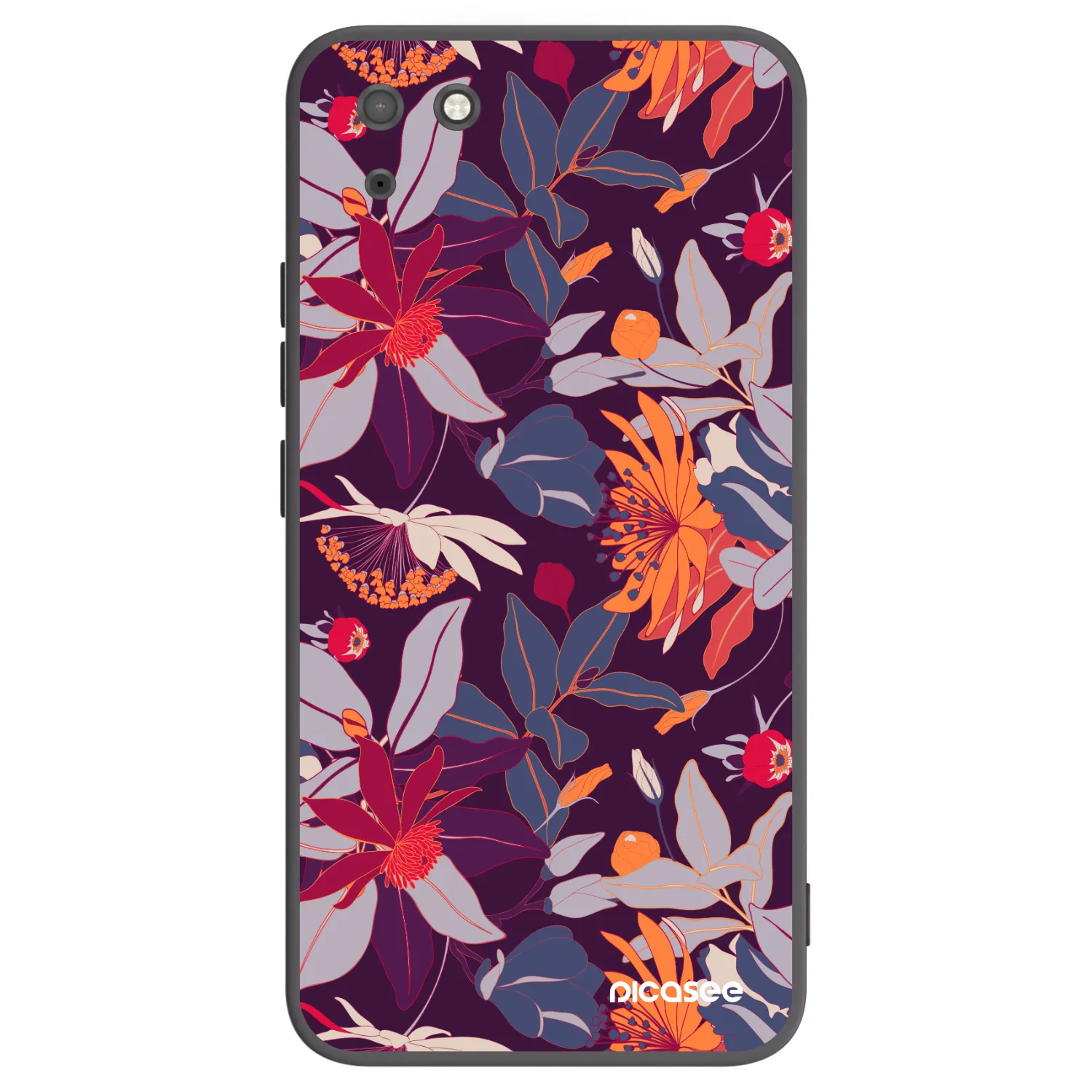 Picasee crna silikonska maskica za Huawei Y5P - Purple Leaf