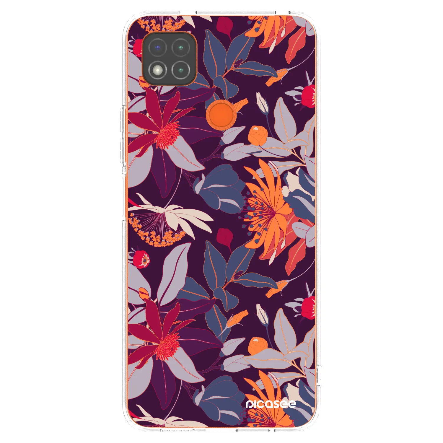 Picasee silikonska prozirna maskica za Xiaomi Redmi 9C - Purple Leaf
