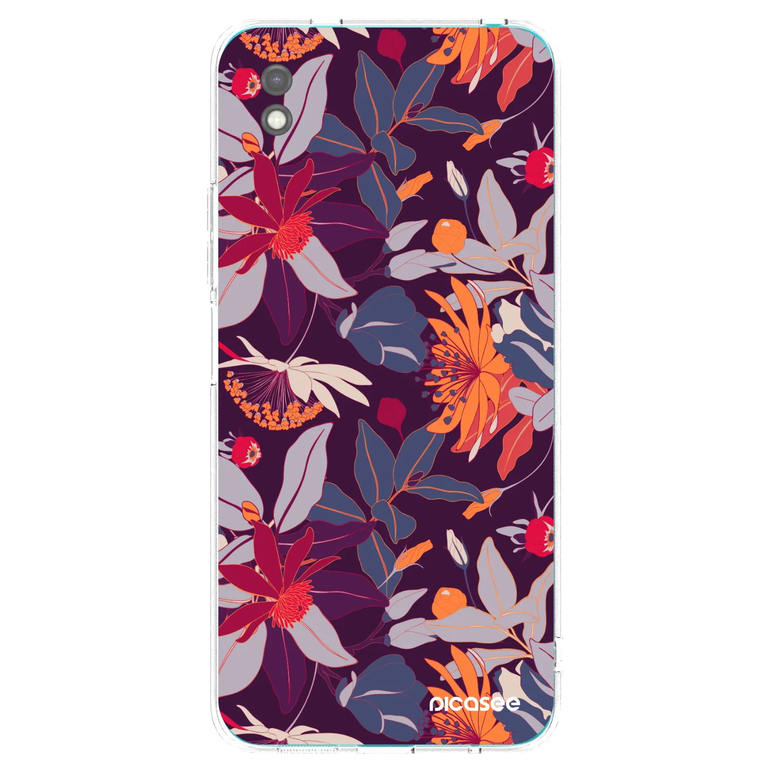 Picasee crna silikonska maskica za Xiaomi Redmi 9A - Purple Leaf