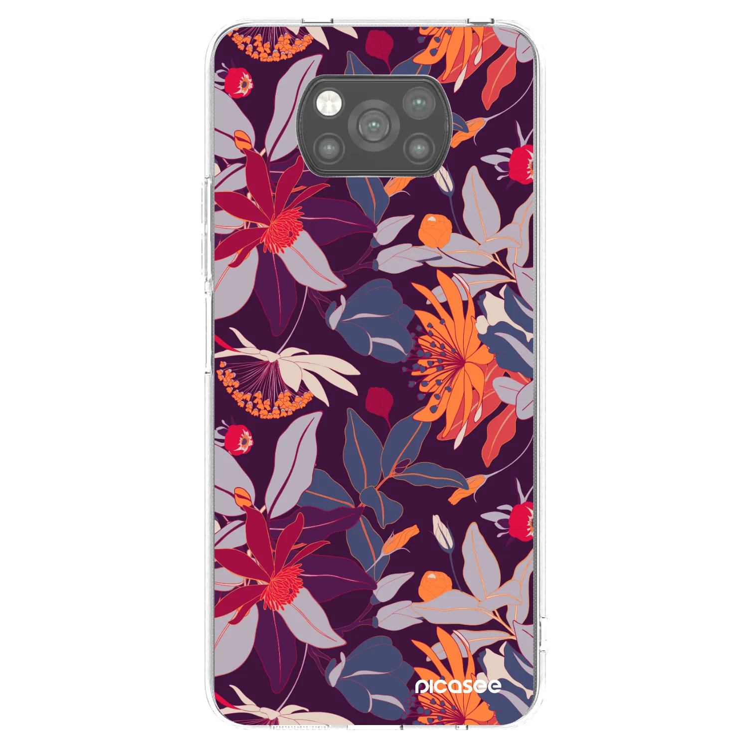 Picasee crna silikonska maskica za Xiaomi Poco X3 - Purple Leaf