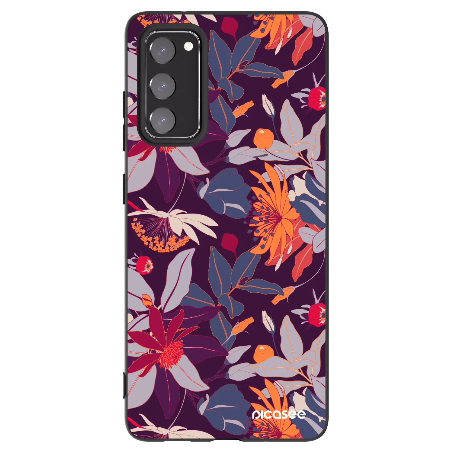 Picasee crna silikonska maskica za Samsung Galaxy S20 FE - Purple Leaf