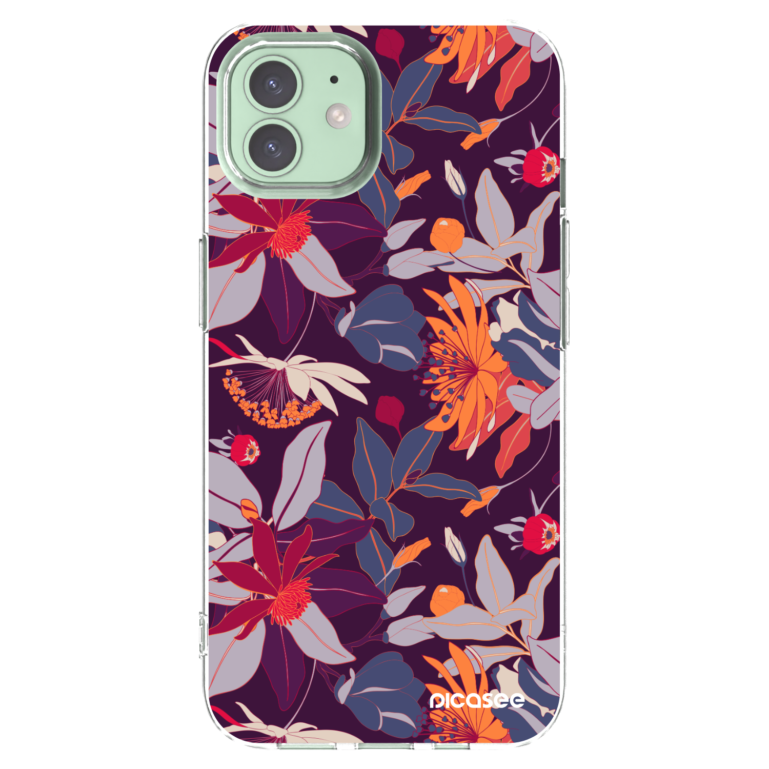 Picasee silikonska prozirna maskica za Apple iPhone 12 Pro - Purple Leaf