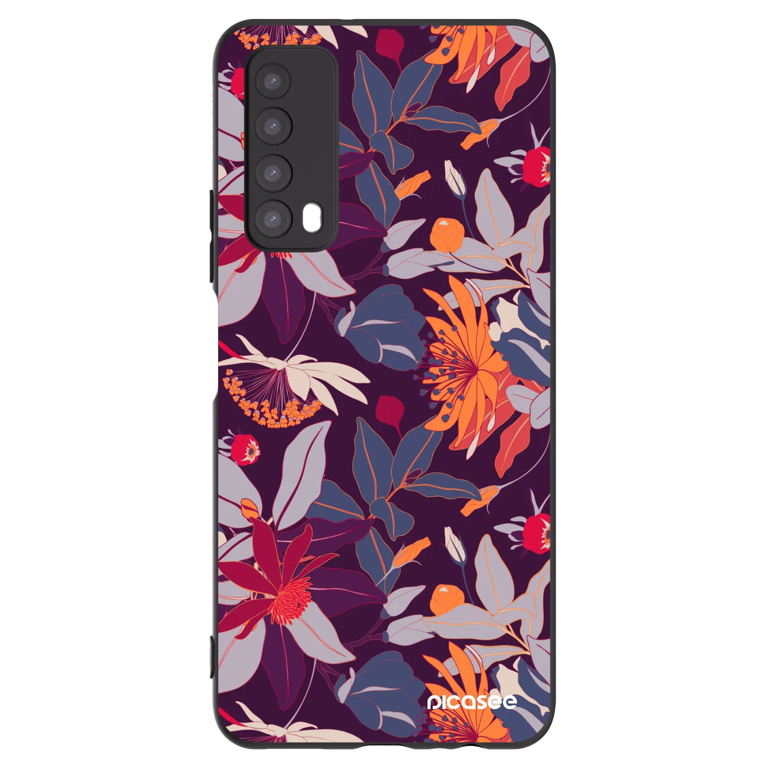 Picasee crna silikonska maskica za Huawei P Smart 2021 - Purple Leaf