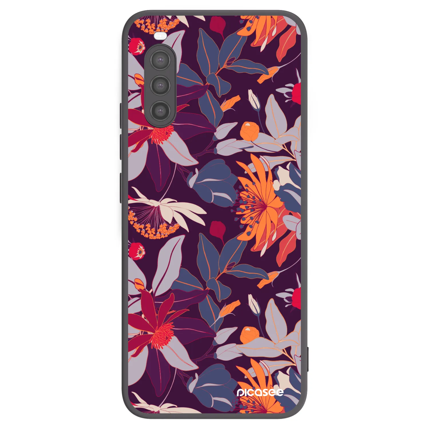 Picasee crna silikonska maskica za Sony Xperia 10 II - Purple Leaf