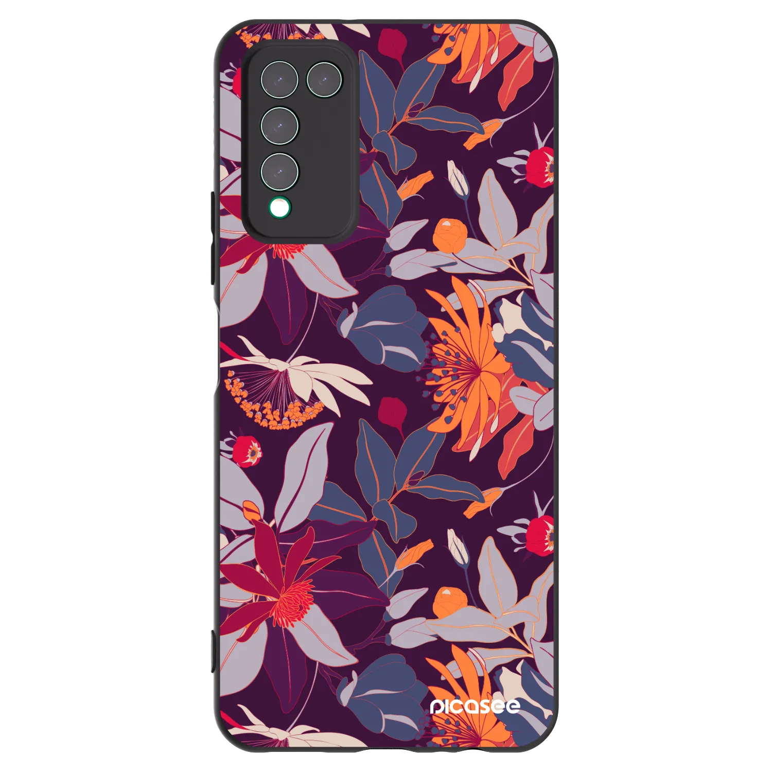 Picasee crna silikonska maskica za Honor 10X Lite - Purple Leaf