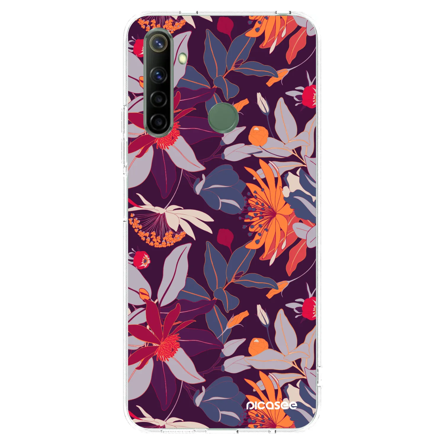 Picasee silikonska prozirna maskica za Realme 6i - Purple Leaf
