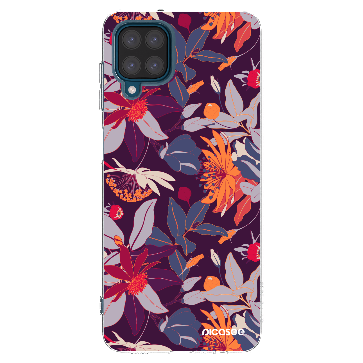 Picasee silikonska prozirna maskica za Samsung Galaxy A12 A125F - Purple Leaf