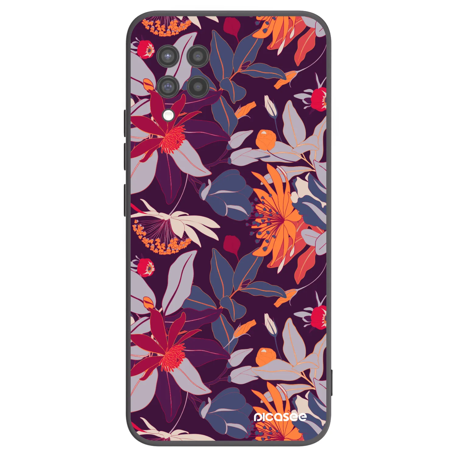 Picasee crna silikonska maskica za Samsung Galaxy A42 A426B - Purple Leaf