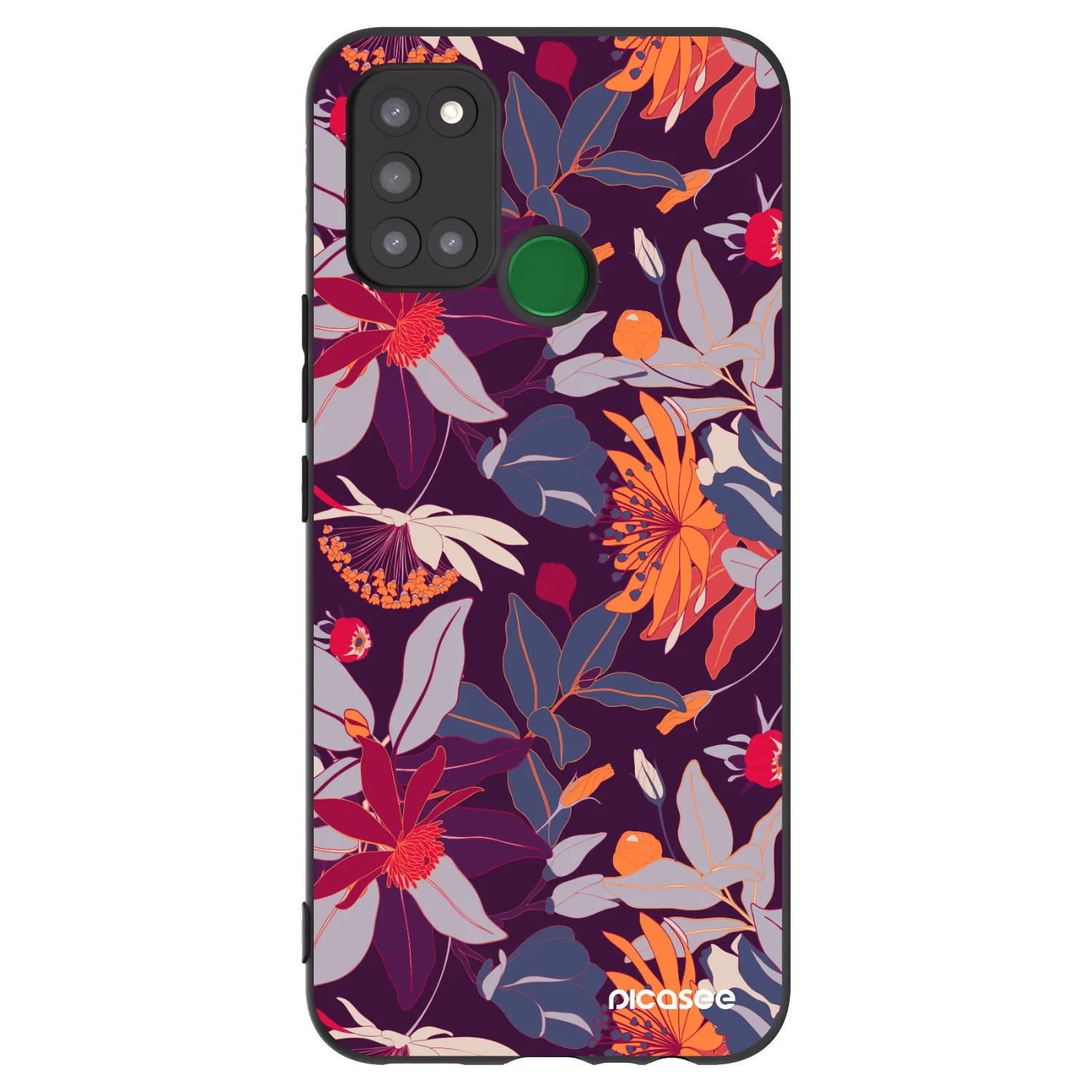 Picasee crna silikonska maskica za Realme 7i - Purple Leaf