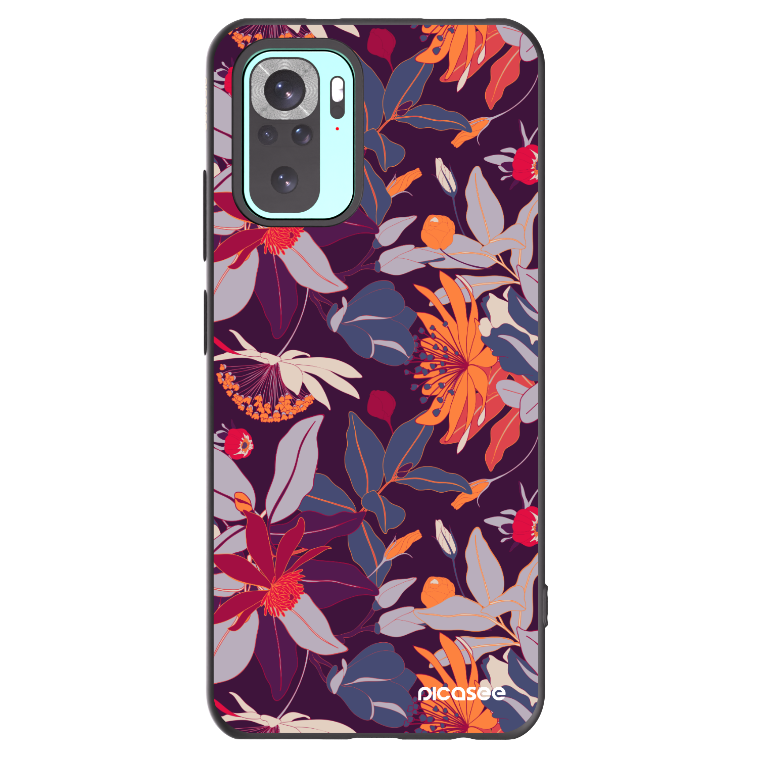 Picasee crna silikonska maskica za Xiaomi Redmi Note 10 Pro - Purple Leaf